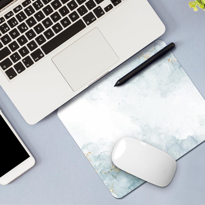 FROGIGO Square Mouse Pad with Stitched Edge, Premium Mousepad Washable Cloth. Computer Mouse Pad with Non-Slip Rubber Base, Mouse Pads for Computers Laptop Mouse 9.25x7.75x0.12 inch-Cyan Marble - Image 4